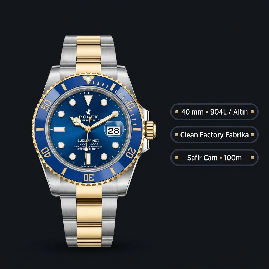 Rolex Submariner 116613LB Bluesy Mavi 40mm Clean Factory Oyster Super Clone ETA Saat
