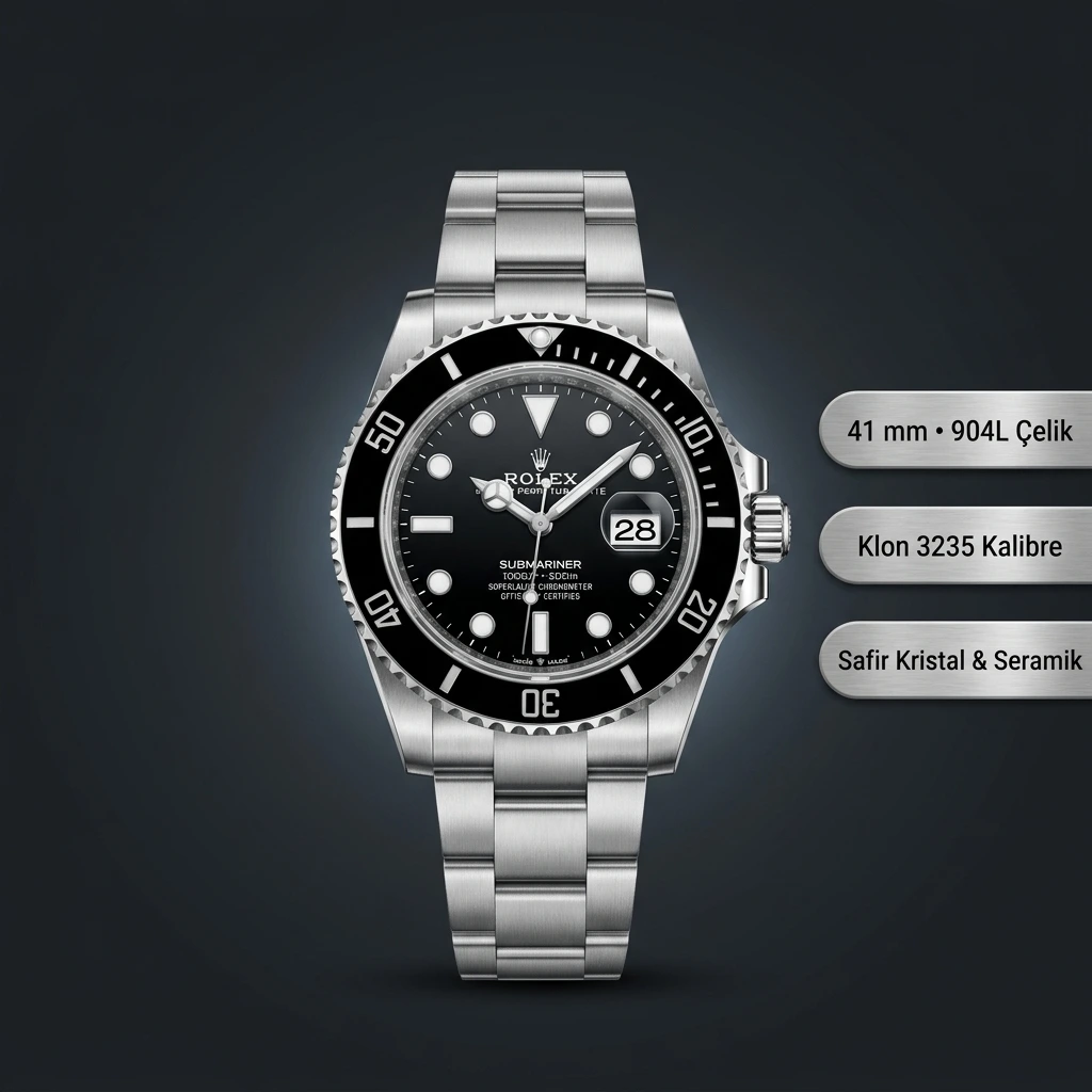 Rolex Submariner 126610LN 41 mm Siyah Kadranlı Klasik Seramik Super Clone ETA Saat