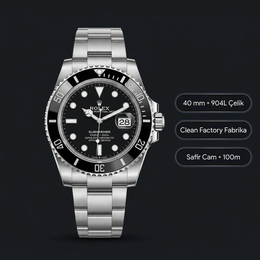 Rolex Submariner 116610LN 40 mm Super Clone ETA Saat