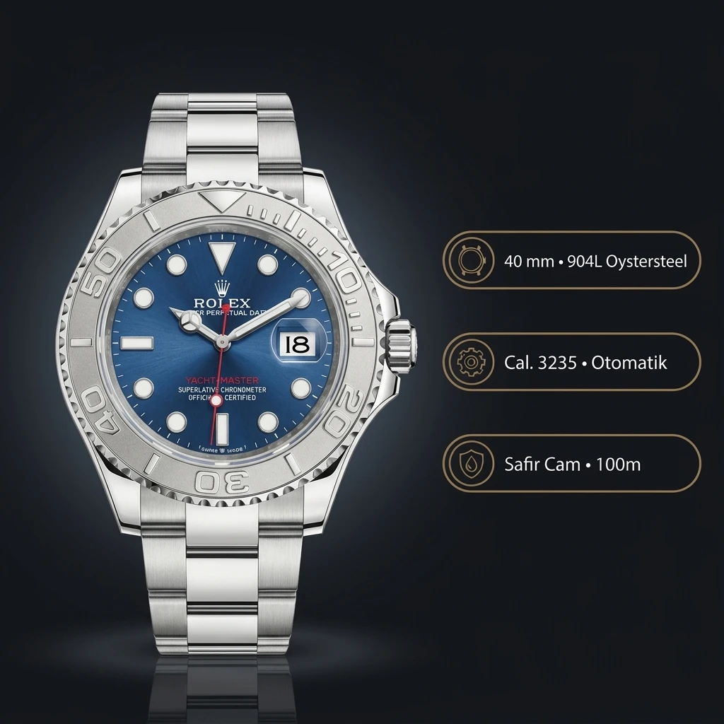 Rolex Yacht-Master Mavi Super Clone ETA Saat