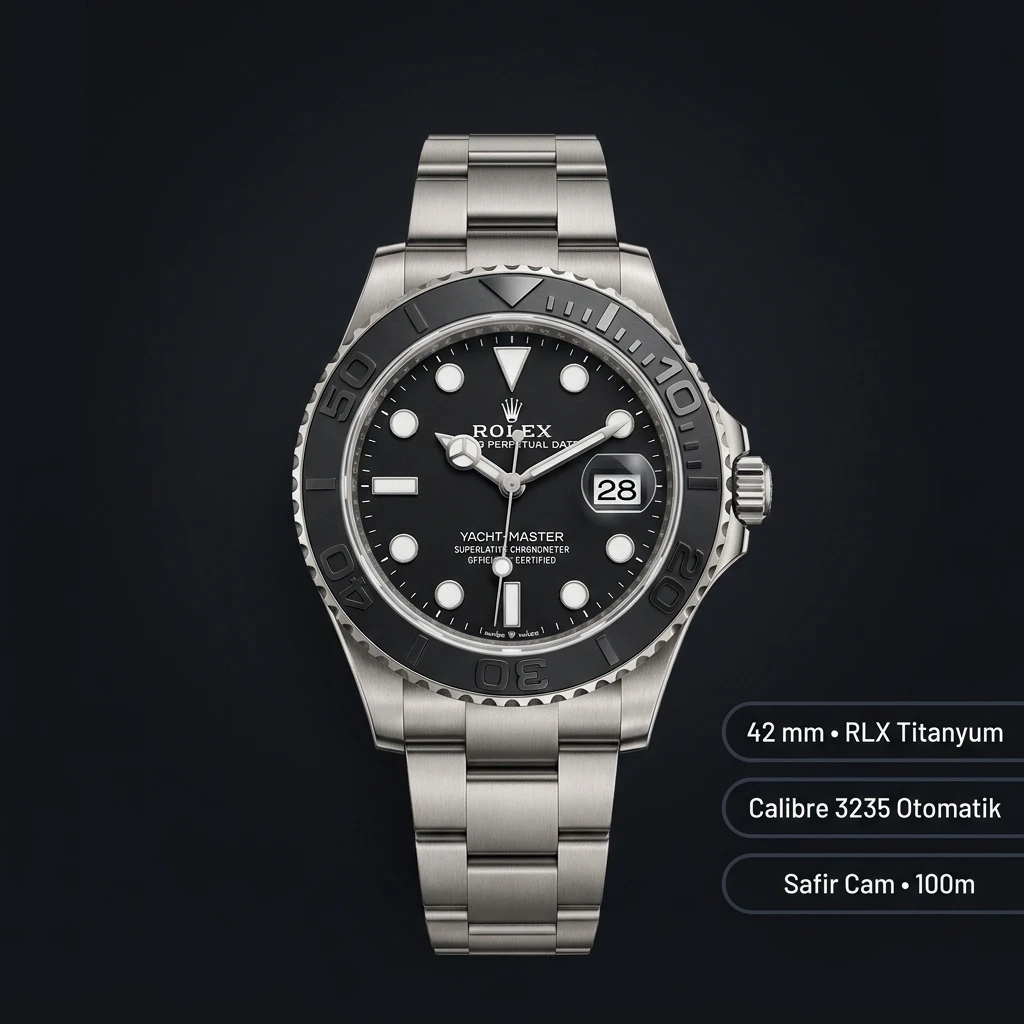 Rolex Yacht-Master 226627 42 mm Siyah Kadranlı Titanyum Seramik Super Clone Eta Saat
