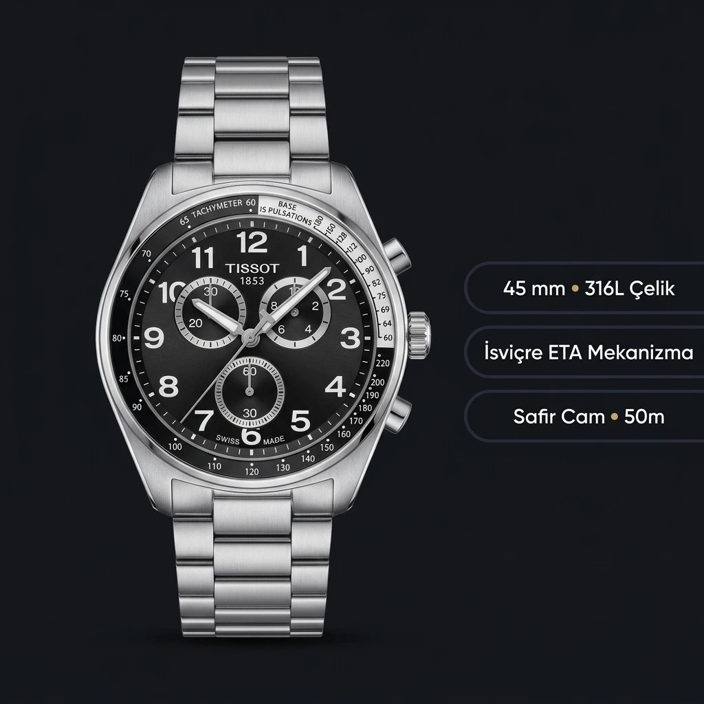 Tissot Chrono Xl Siyah Chronograph Çelik Saf Eta Saat