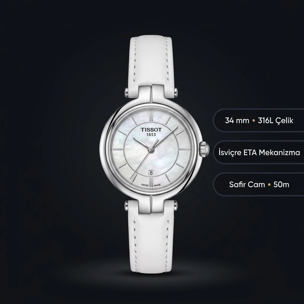 Tissot Lady Beyaz Sedef Kadran Deri Eta Saat