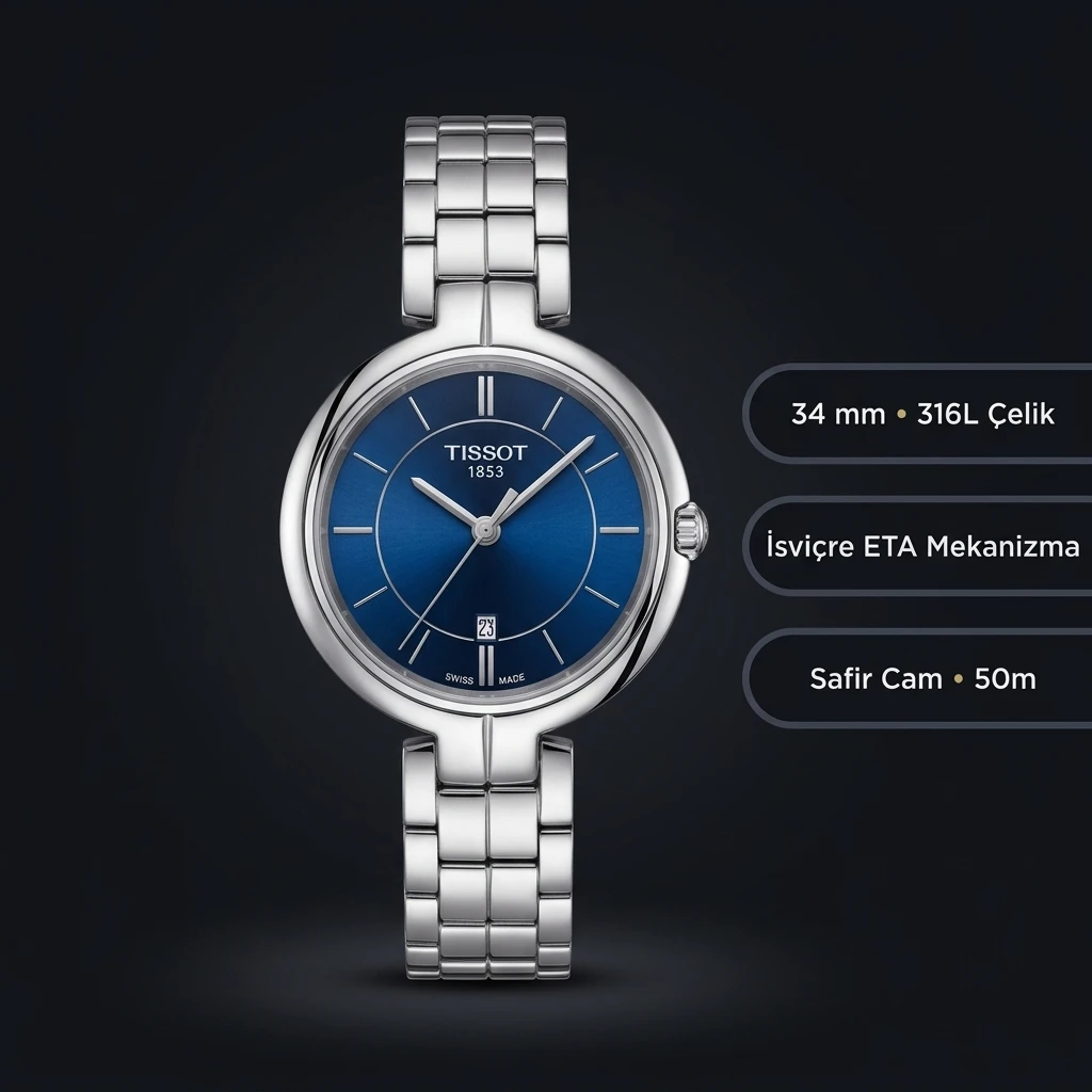 Tissot Lady Mavi Kadran Çelik Yuvarlak Eta Saat