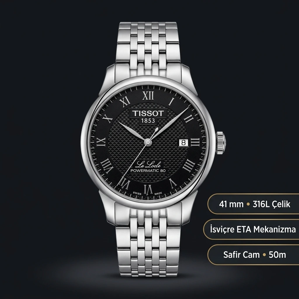 Tissot Le Locle Siyah Kadran Çelik Guilloche Eta Saat