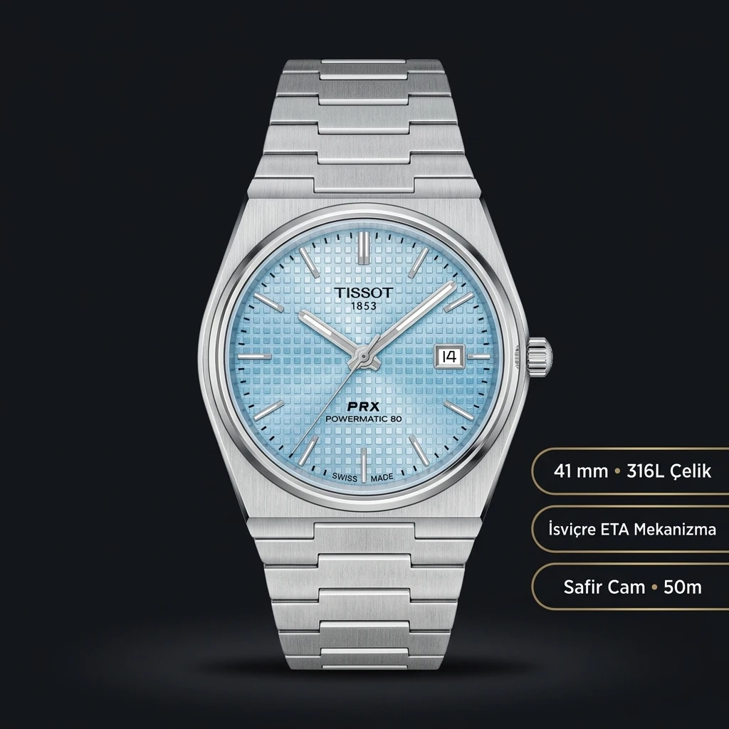 Tissot PRX Mavi Kadran Çelik Isilti Eta Saat