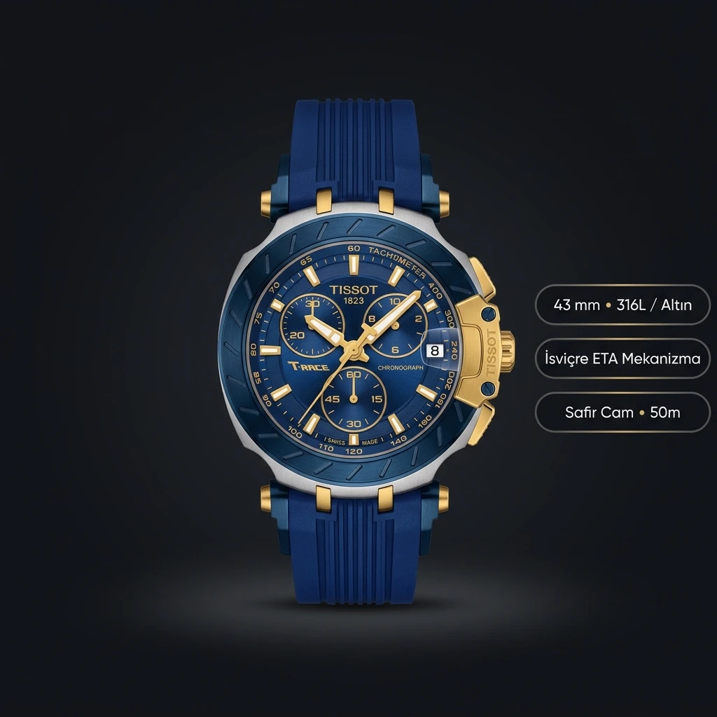 Tissot T-Race Mavi Altın Chronograph Eta Saat