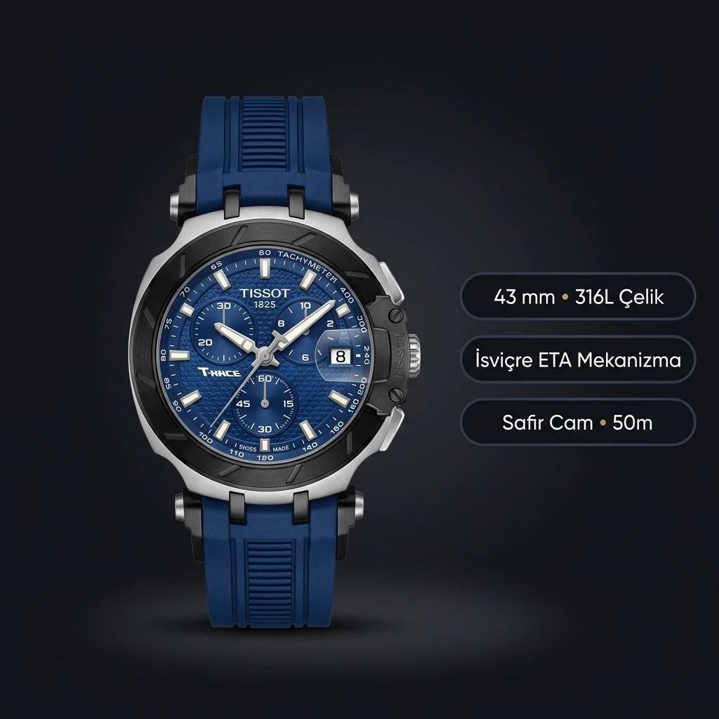 Tissot T-Race Mavi Chronograph Eta Saat