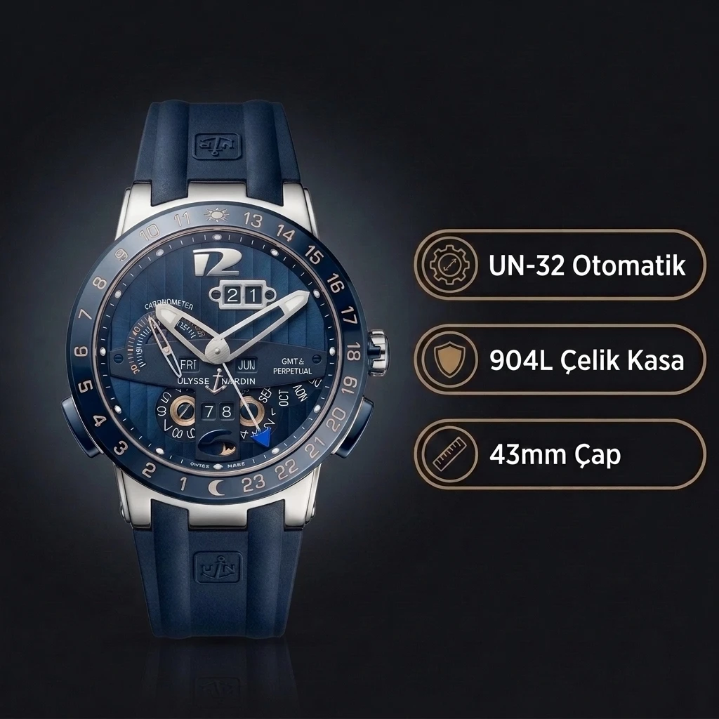 Ulysse Nardin El Toro Mavi Kadran Çelik Super Clone ETA Saat