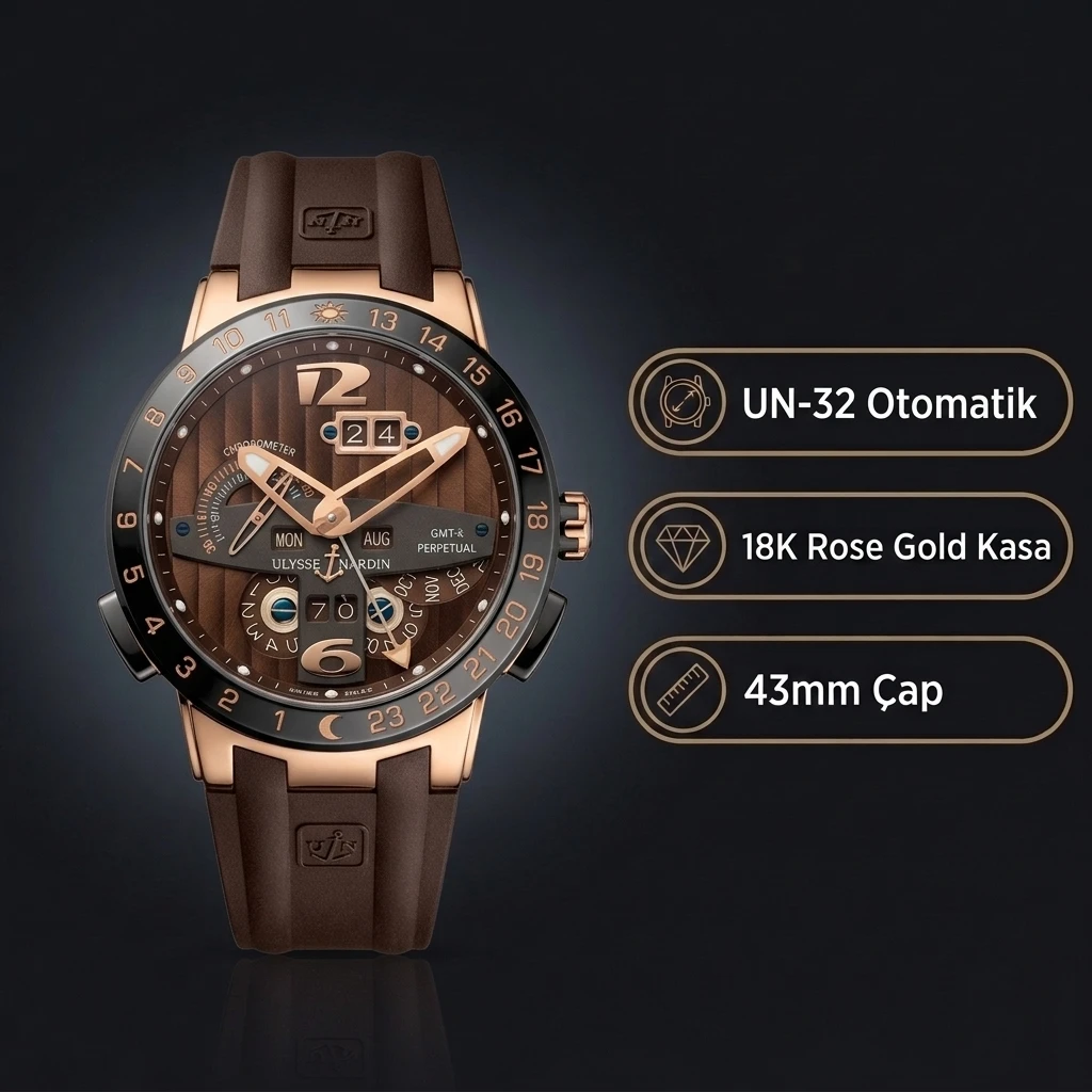Ulysse Nardin El Toro Perpetual Kahve Kadran Gold Super Clone ETA Saat
