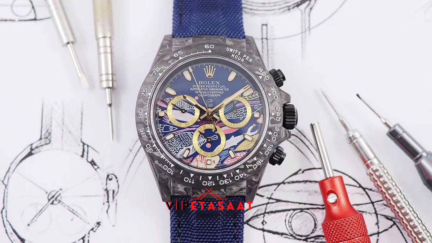 Rolex Daytona Balık Kadran Cronusart Karbon Kasa Clone ETA