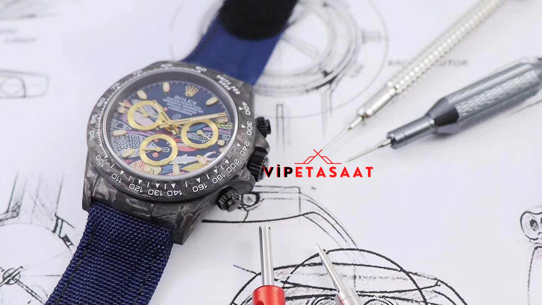 Rolex Daytona Balık Kadran Cronusart Karbon Kasa Clone ETA