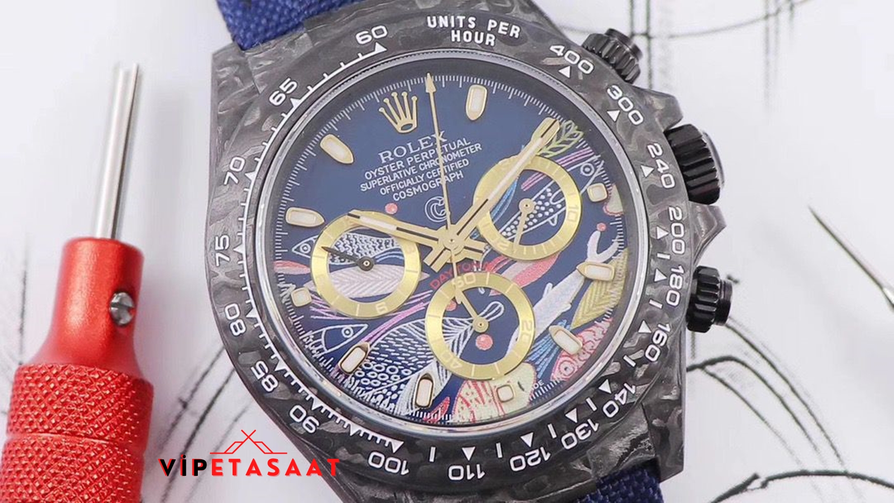 Rolex Daytona Balık Kadran Cronusart Karbon Kasa Clone ETA